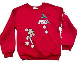 Wound Up Christmas Sweatshirt Junior Size M 7-9 Red Pullover L/S Ho Ho Ho